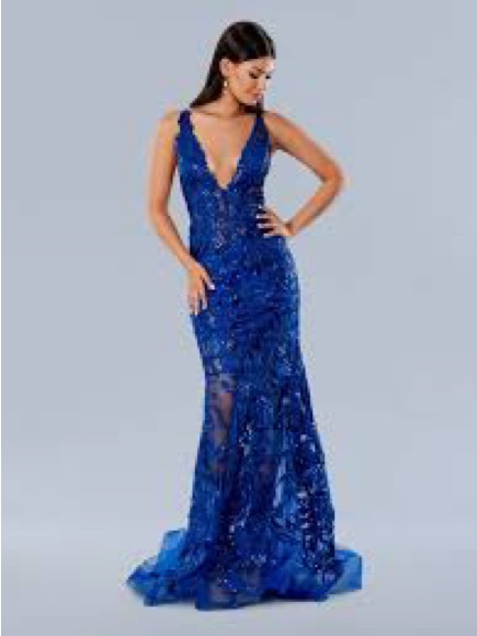 Tadashi Shoji Deep V Royal Blue